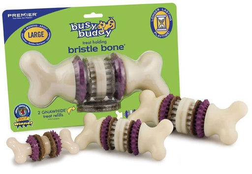 PetSafe Busy Buddy Bouncy Bone, 3-in-1 Dog Toy, Includes Treat Rings, Small