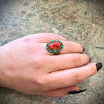 SOLD Antique Georgian 14K,15K, Gold Cannetille, Turquoise & Carved Cameo Conversion Ring