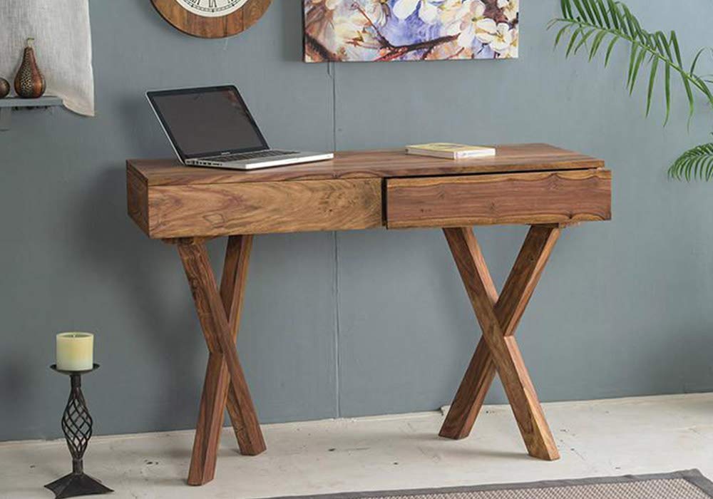 Driftingwood Sheesham Wood Cross Legs Study Table For Home And