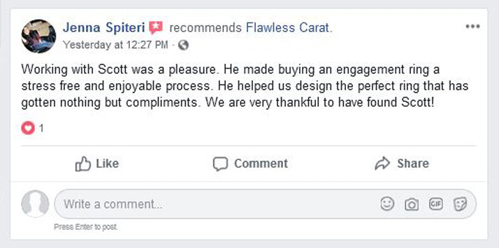 Flawless Carat Customer Testimonial JENNA