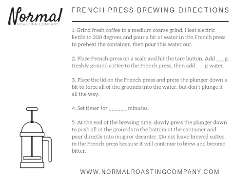 french press brewing directions with blanks