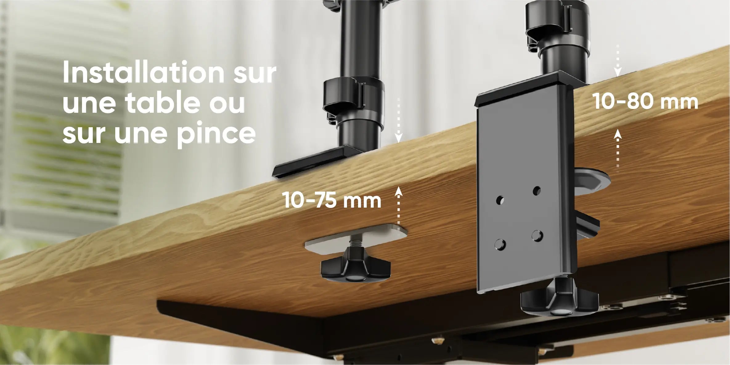 Installation sur une table ou sur une pince Installation sur une table ou sur une pince