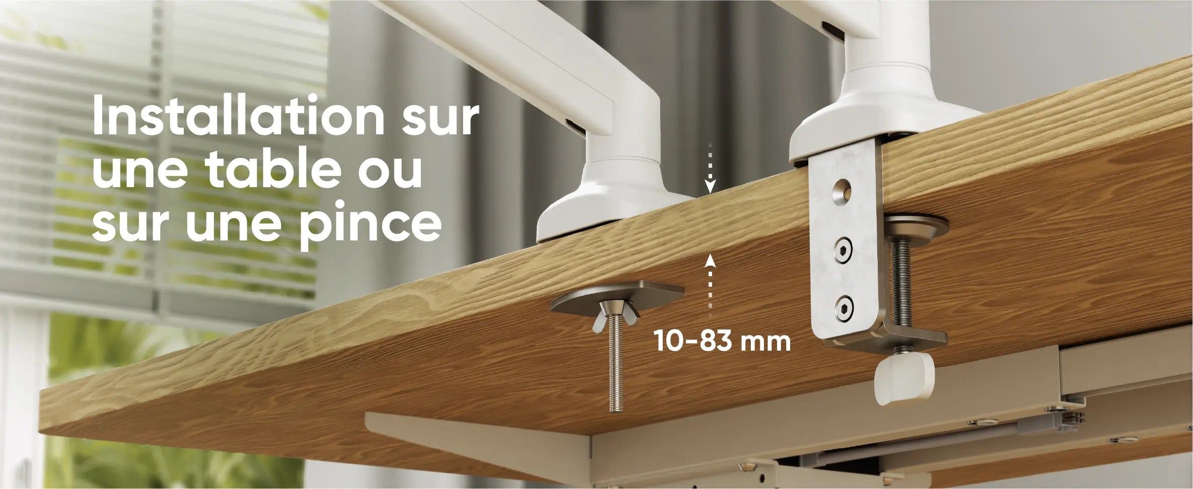 Installation sur une table ou sur une pince