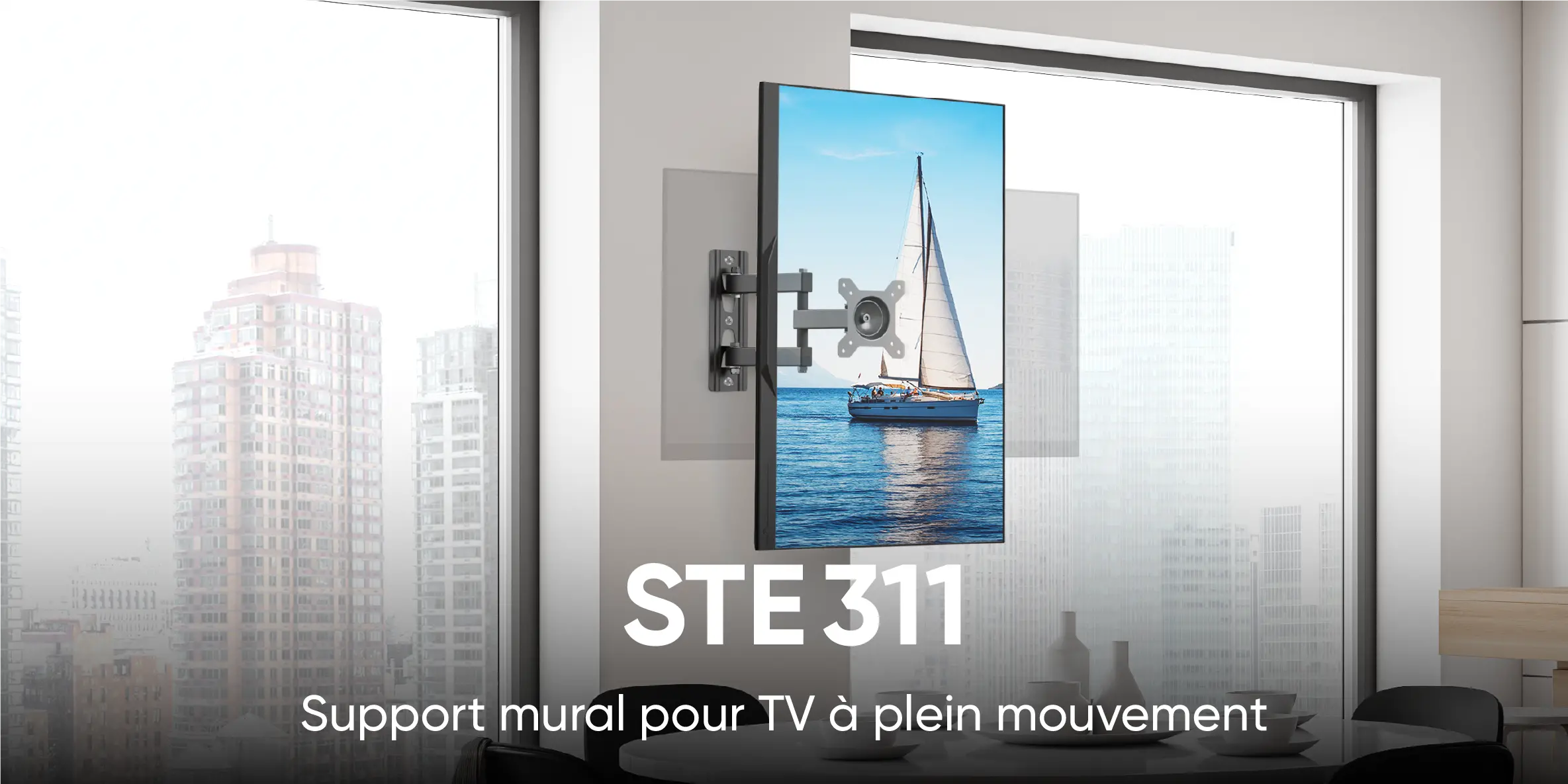 STE311 - Support mural pour TV à plein mouvement