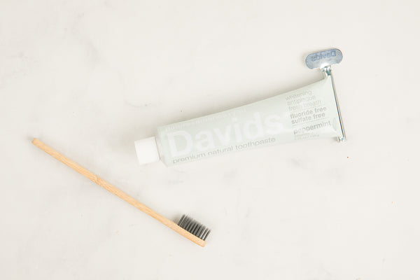 Davids Toothpaste and bamboo toothbrush