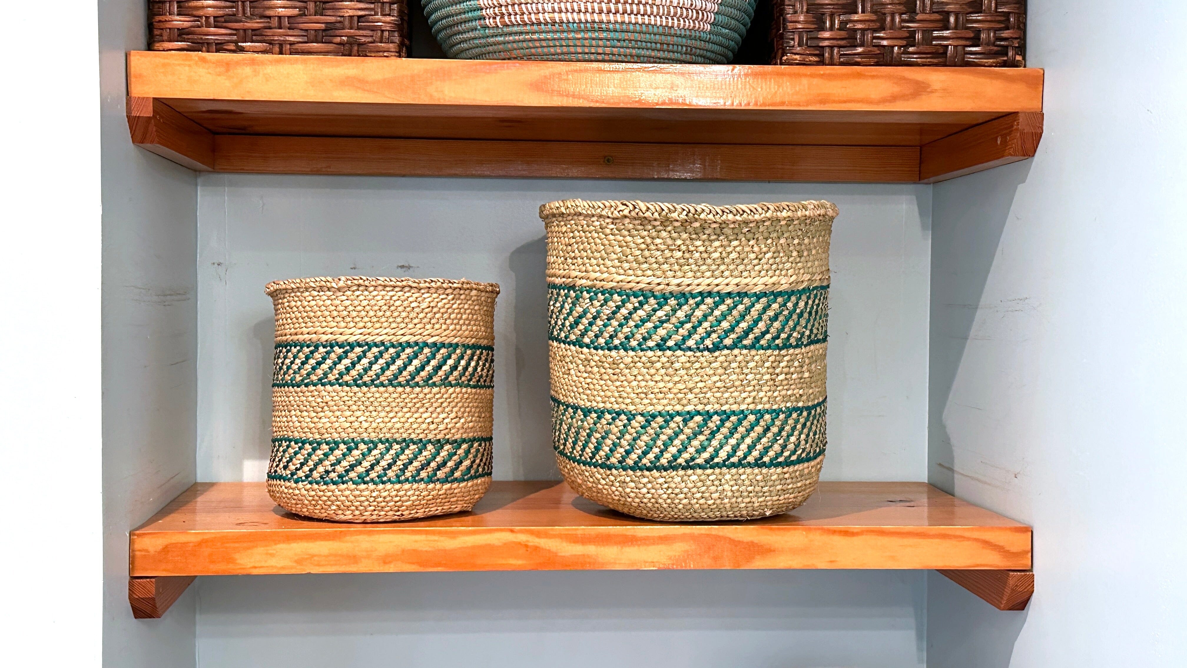 Iringa Basket - Turquoise Stripe