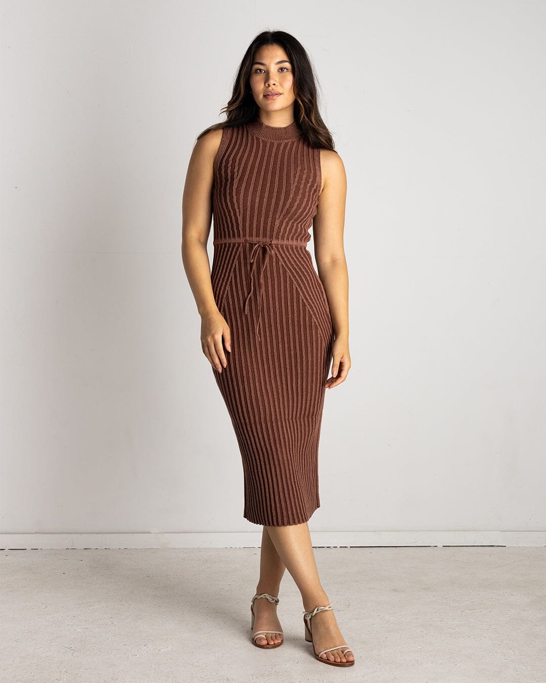 Maroon + Toffee Knit Two Tone Dress