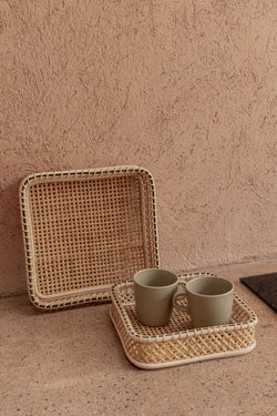 Village Thrive Nora Rattan Square Tray Kitchen Village Thrive 