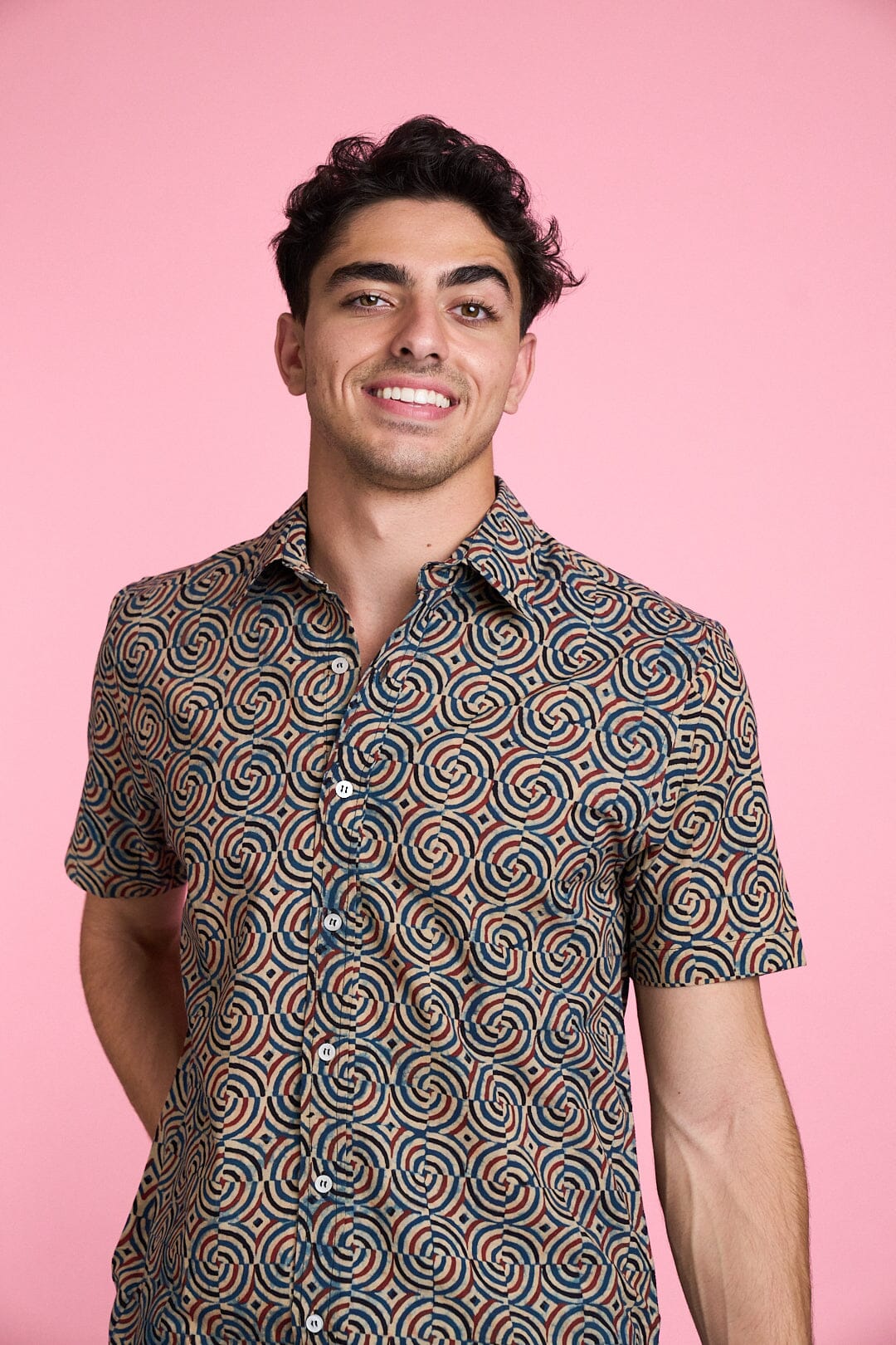 Men's Sufi Short Sleeve Shirt - Circles Print