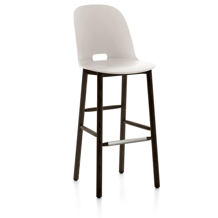 Alfi Recycled High Back Barstool - Dark Ash