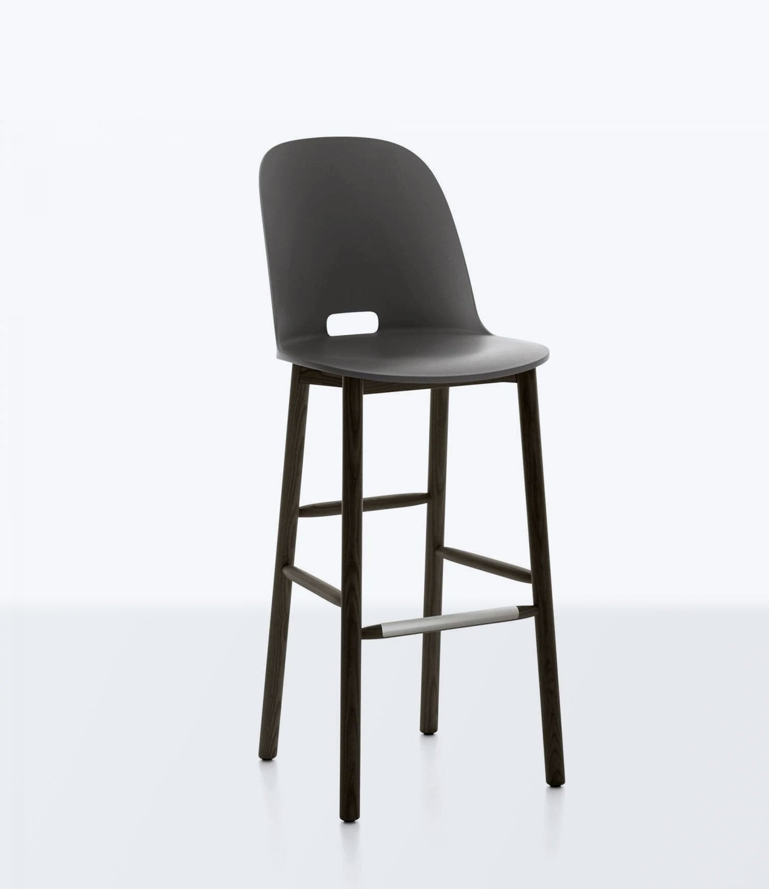 Alfi Recycled High Back Barstool - Dark Ash