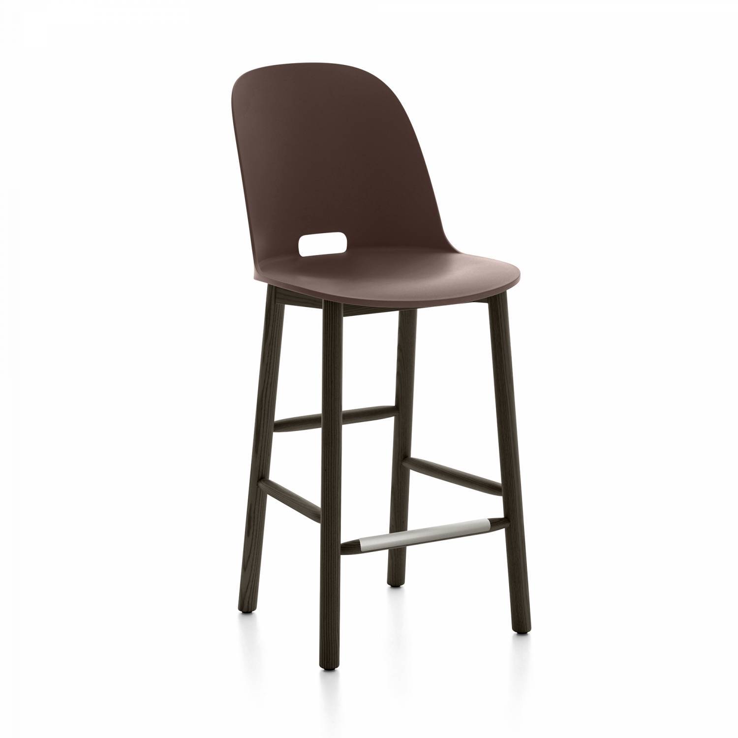 Alfi Recycled High Back Counter Stool - Dark Ash