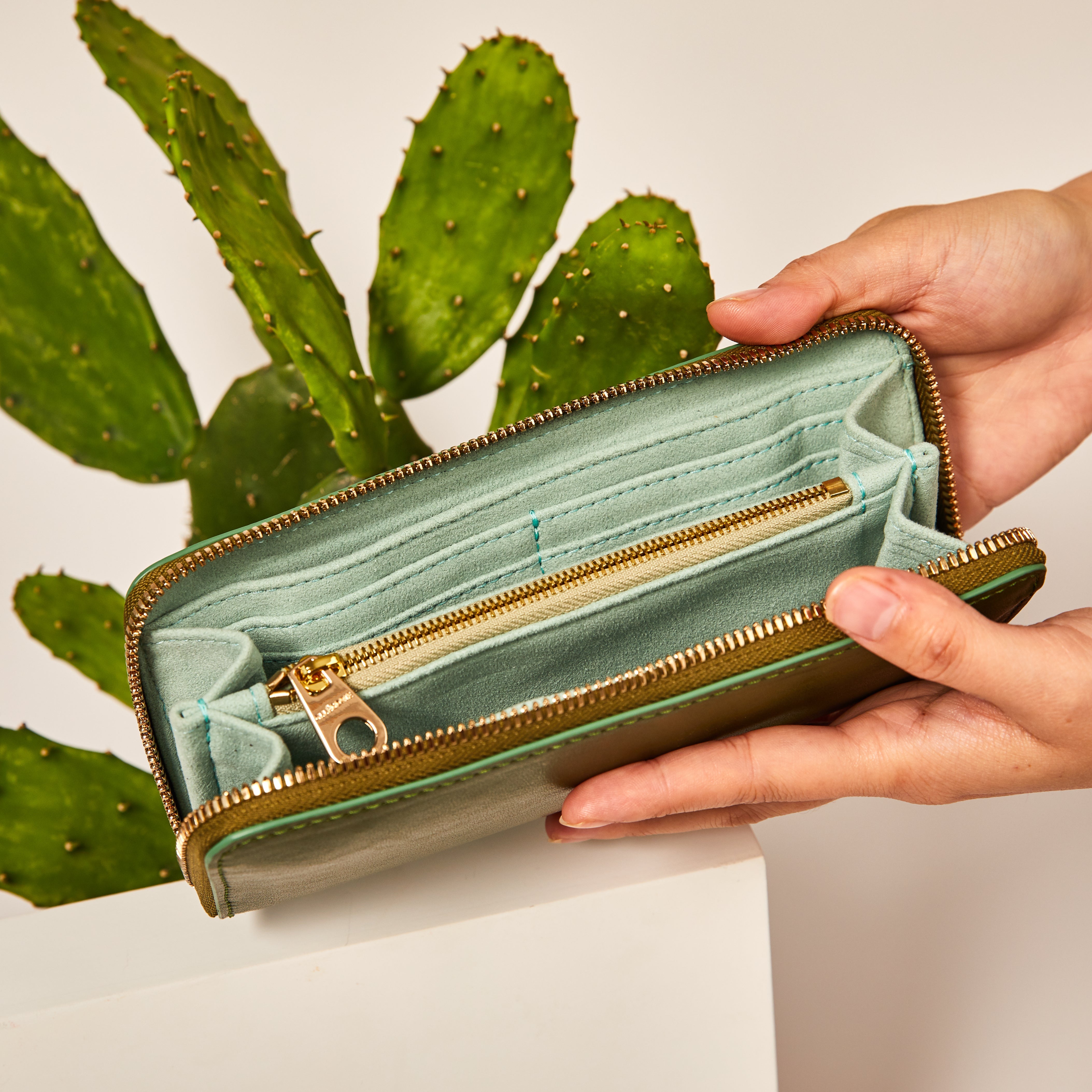 Cactus Leather Long Wallet