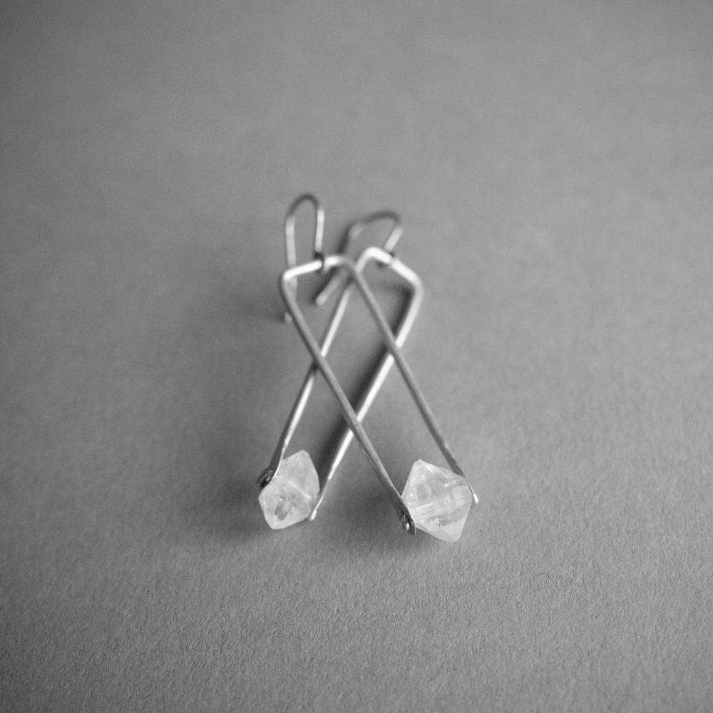 Herkimer Drop Earrings - Sterling Silver