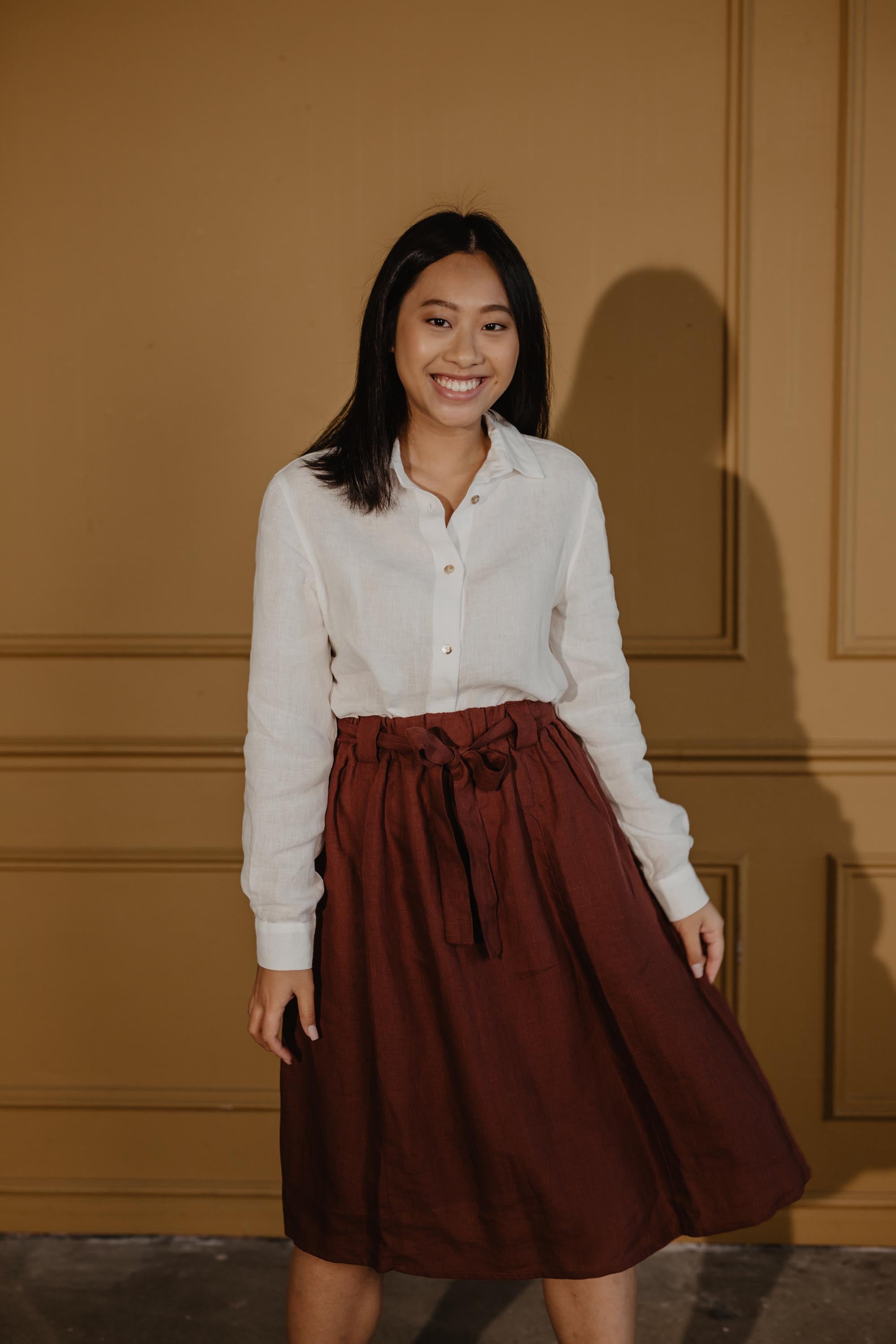 Bergen Mid-Length Linen Skirt