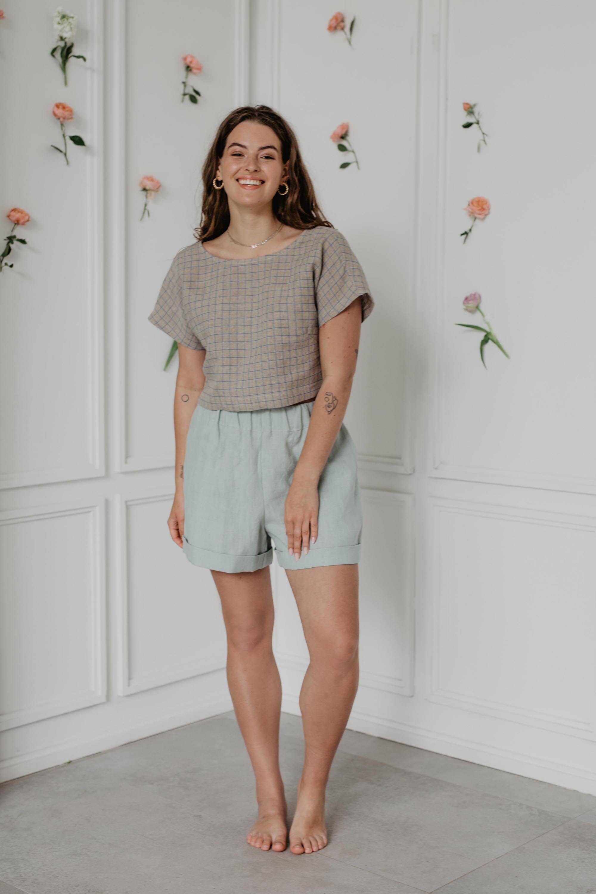 Lisa Linen Button Crop Top