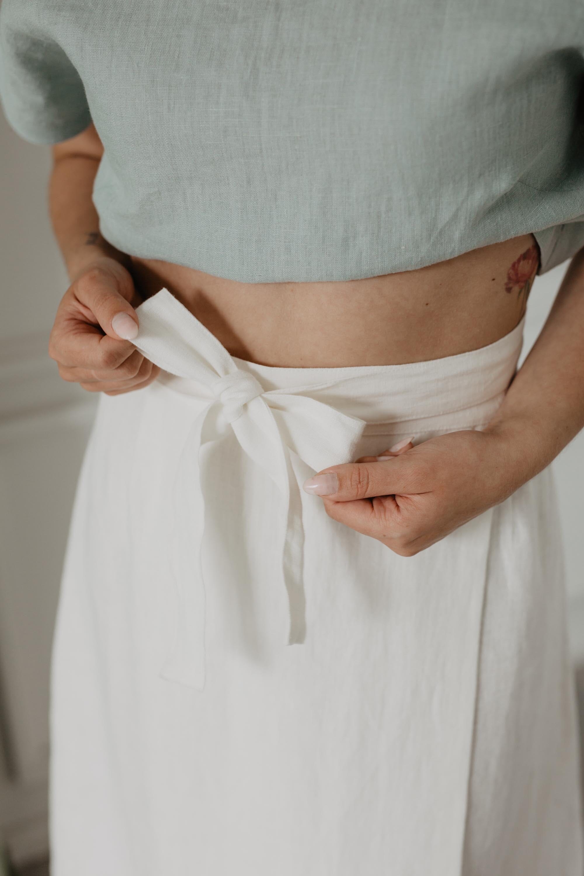 Iris Linen Wrap Skirt