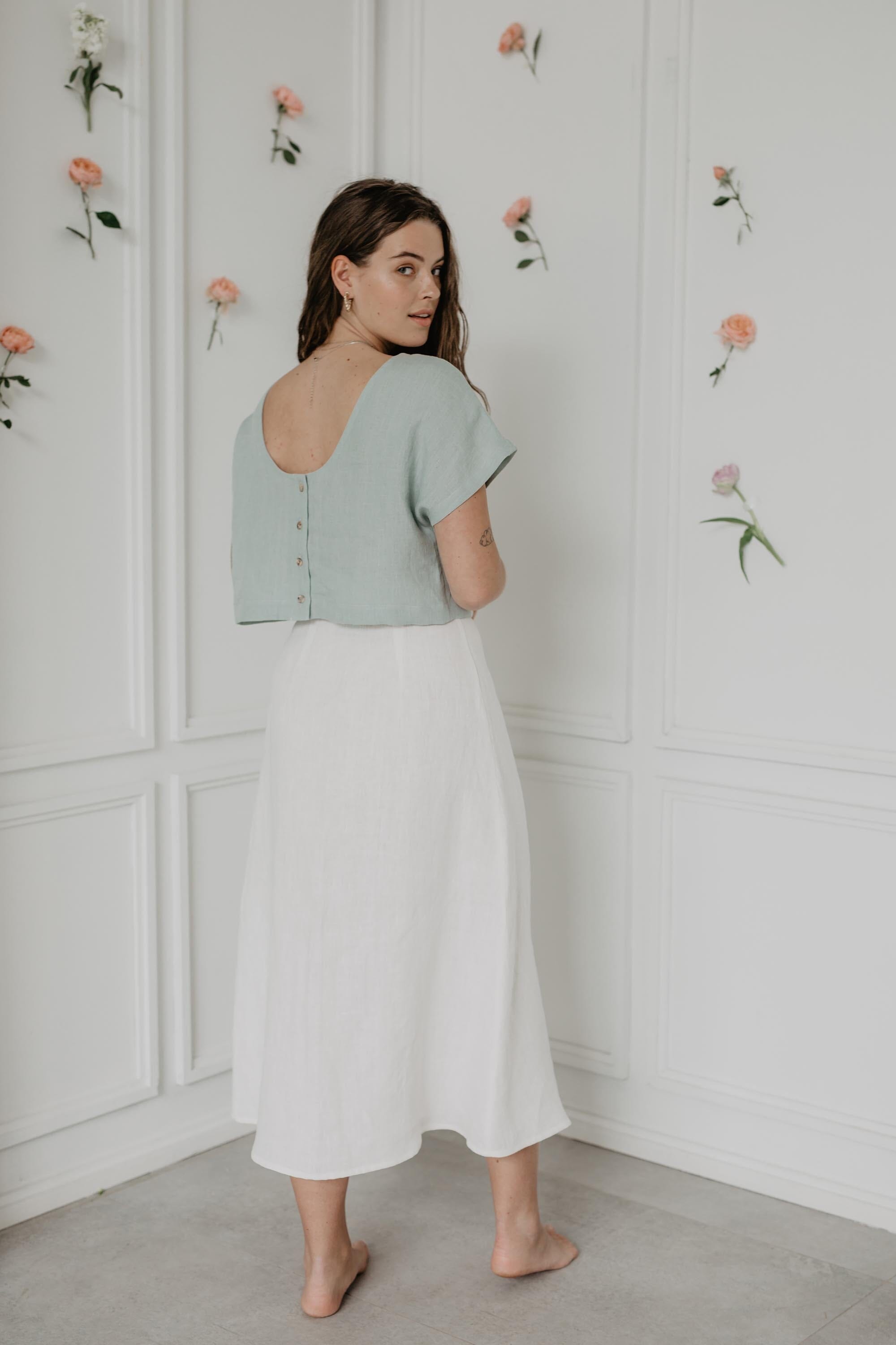 Iris Linen Wrap Skirt