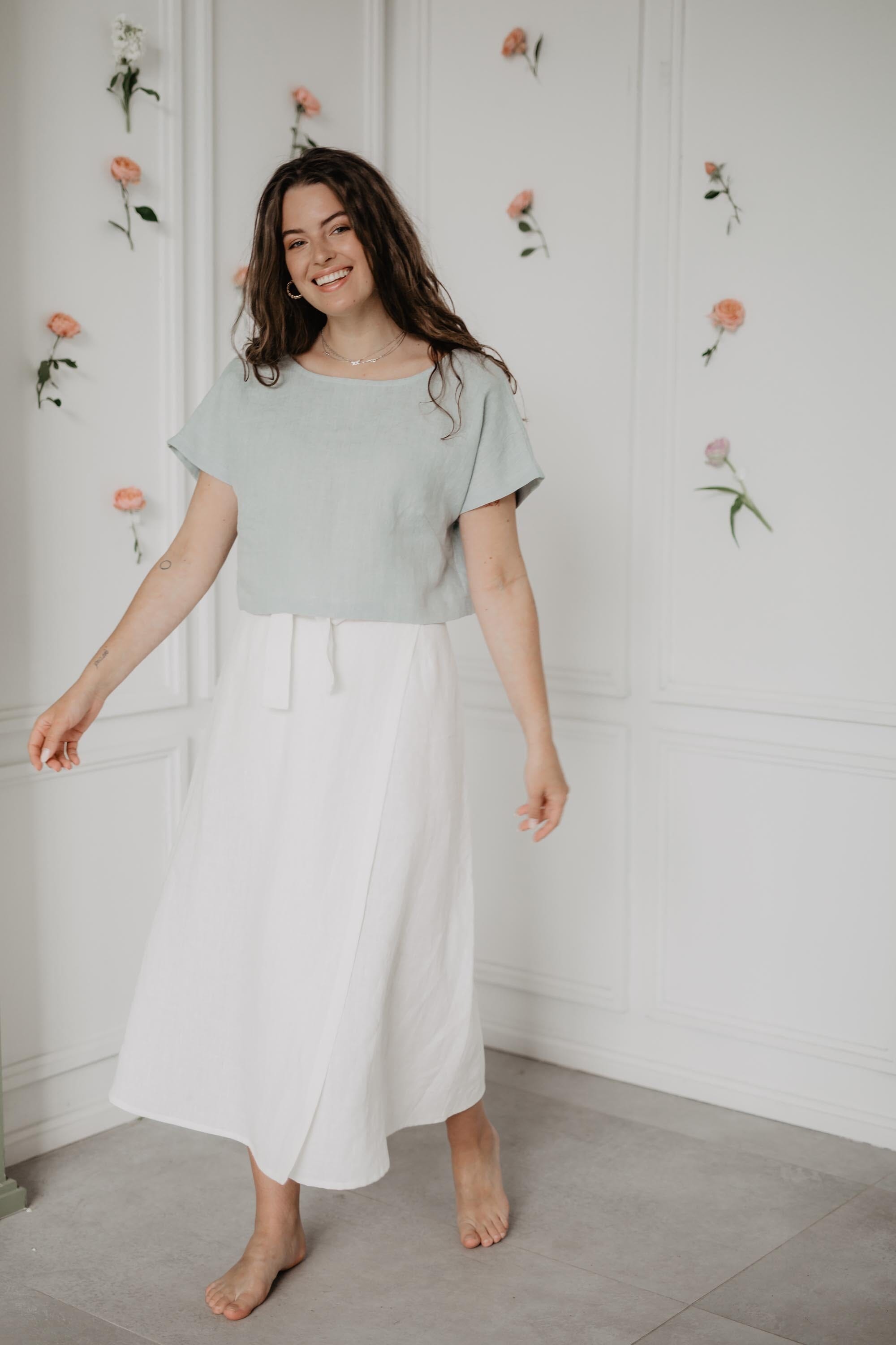 Iris Linen Wrap Skirt