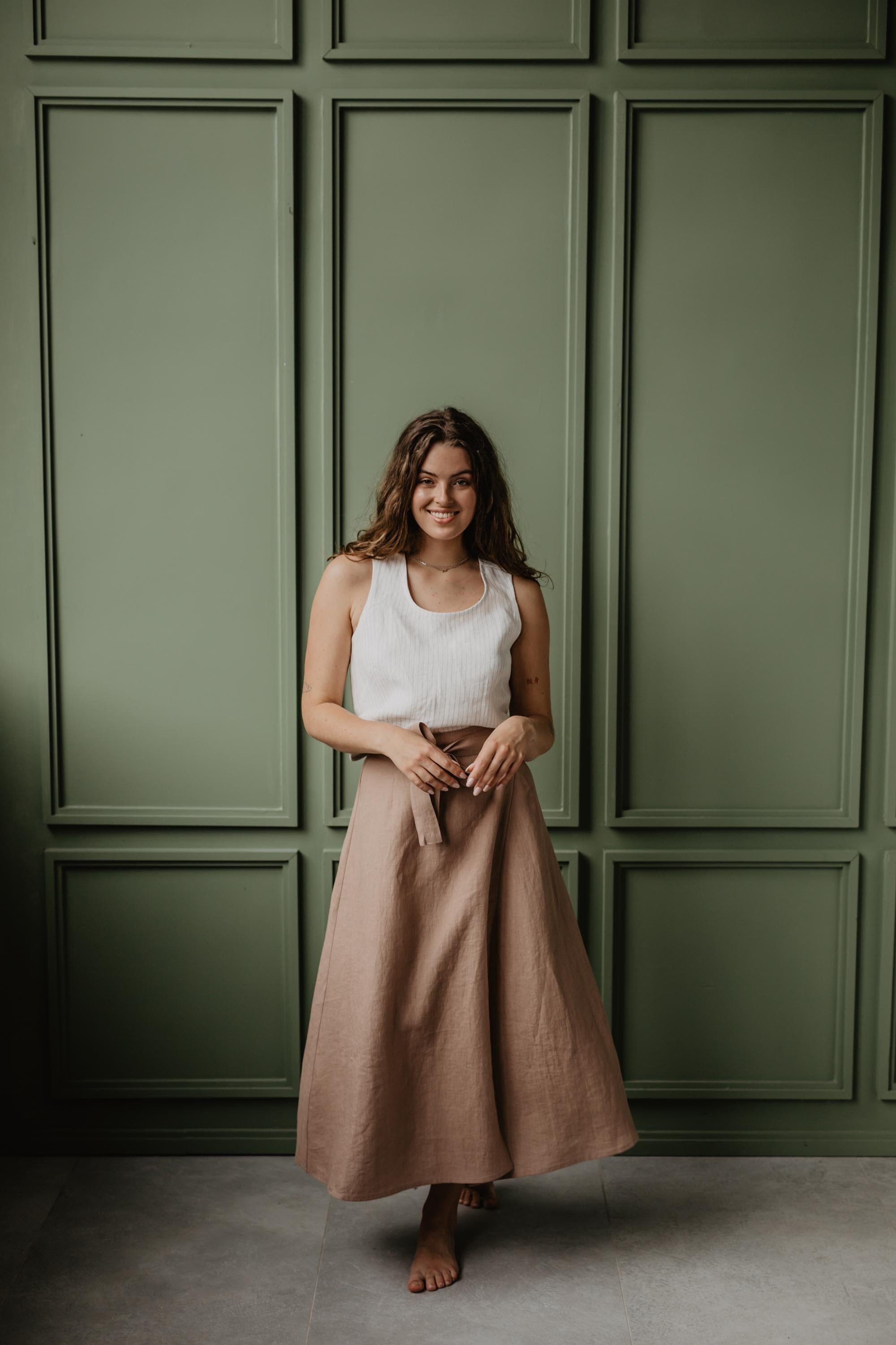 Iris Linen Wrap Skirt