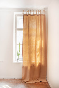 AmourLinen Tie top linen curtain Linen curtains AmourLinen 