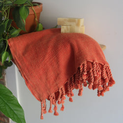 Waffle Weave Turkish Towel - Coral