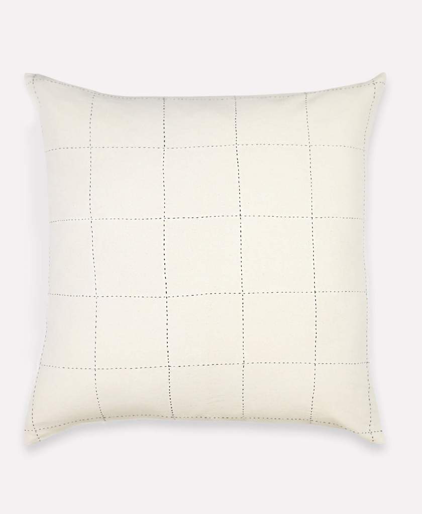 Grid Stitch Throw Pillow - Bone