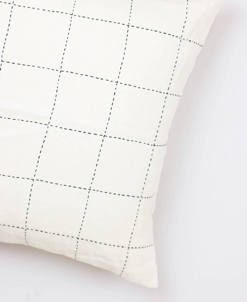 Grid Stitch Throw Pillow - Bone