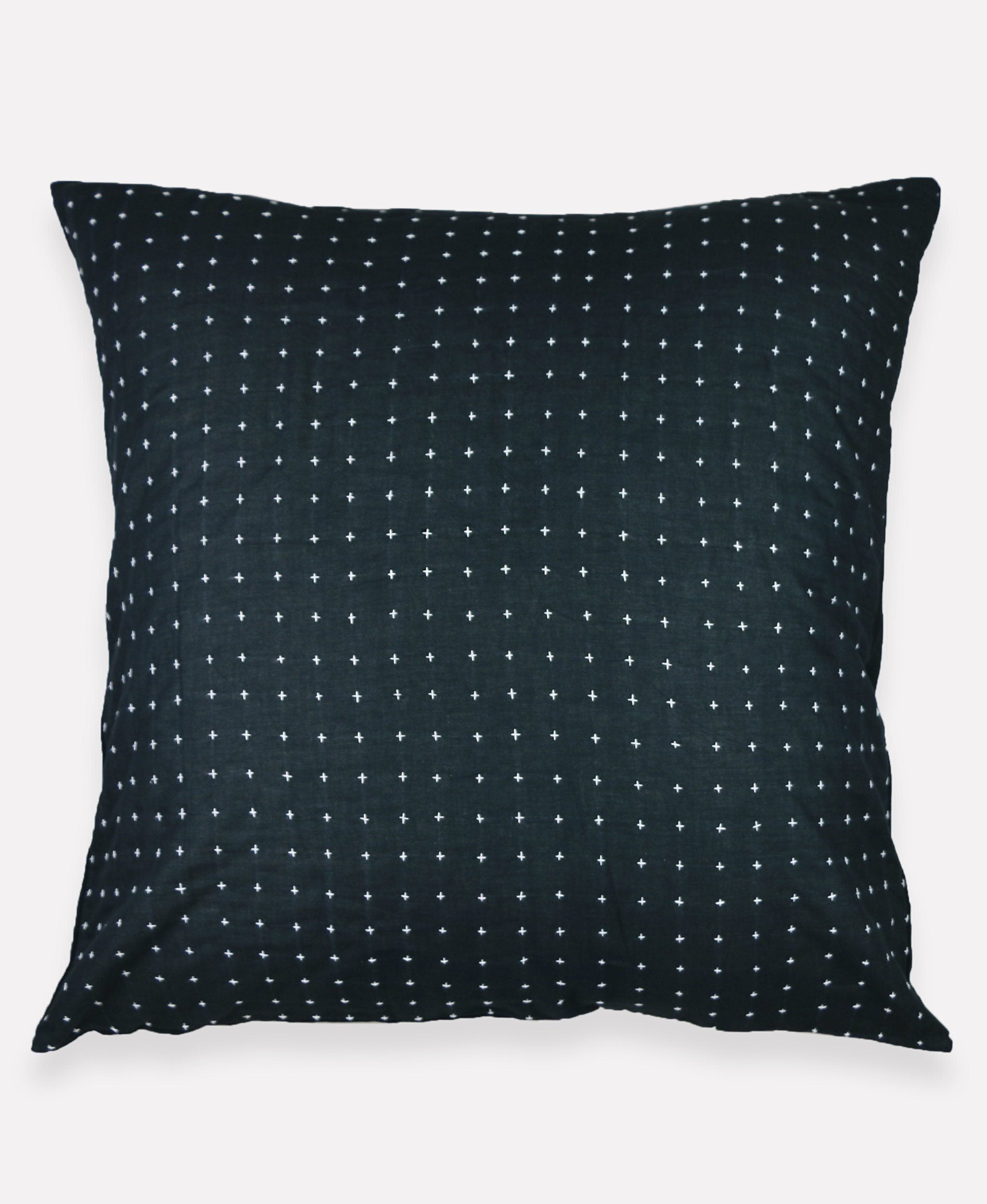 Cross Stitch Euro Throw Pillow - Charcoal