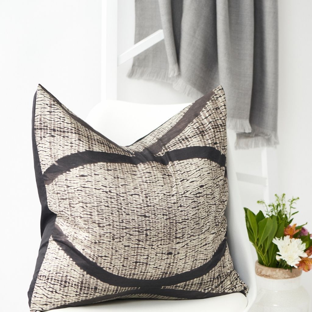 Arc Silk Throw Pillow - Black