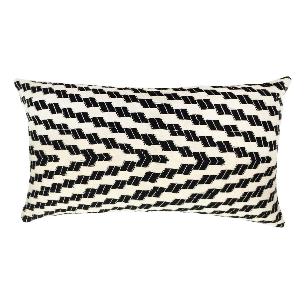 Almolonga Zig Zag Lumbar Pillow - Black