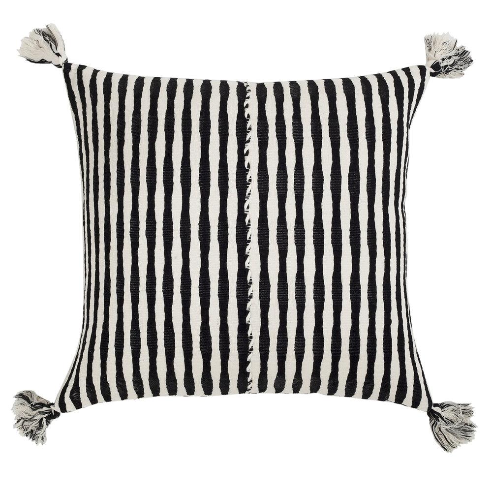 Antigua Throw Pillow - Black + White Striped