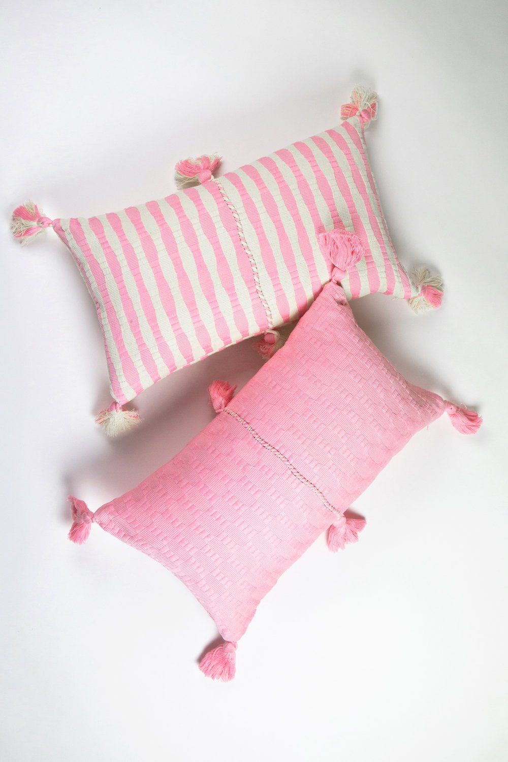 Antigua Lumbar Pillow - Baby Pink Striped