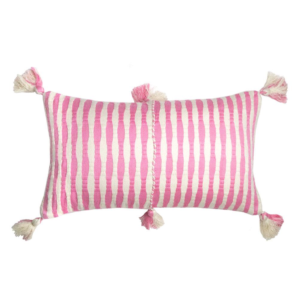 Antigua Lumbar Pillow - Bubblegum Pink Striped