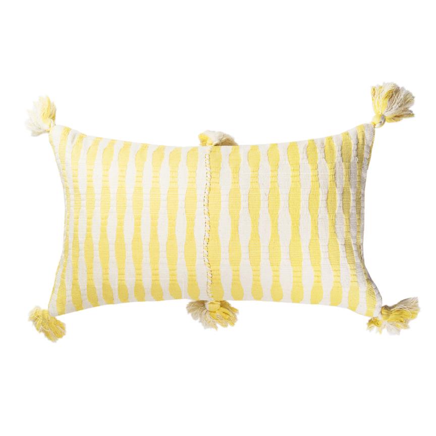 Antigua Lumbar Pillow - Butter Yellow Striped