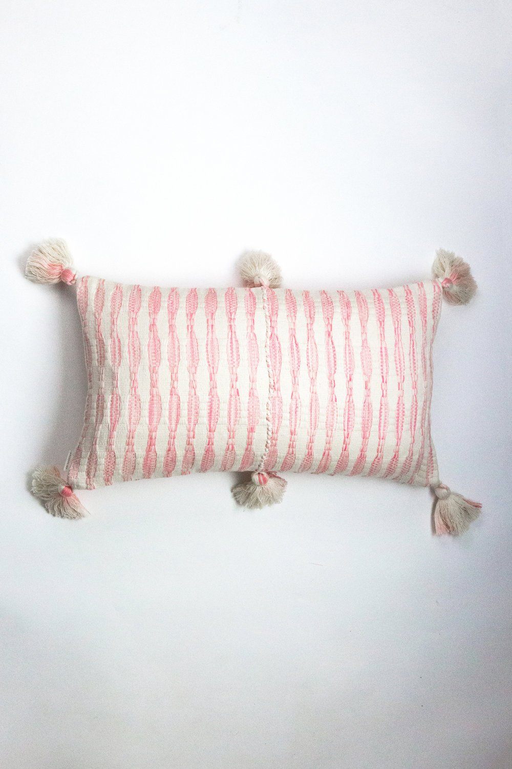 Antigua Lumbar Pillow- Faded Pink Striped