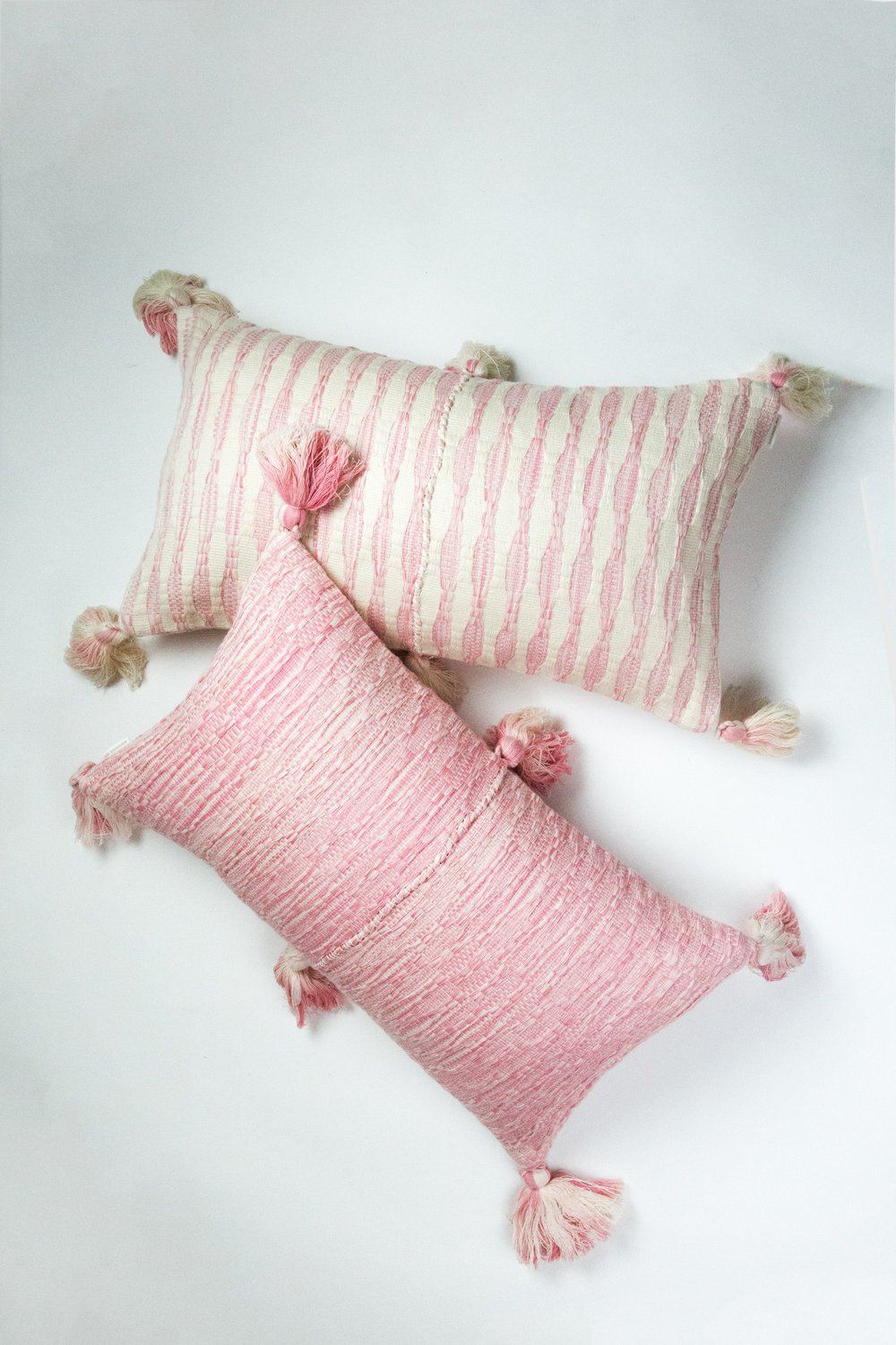 Antigua Lumbar Pillow- Faded Pink Striped