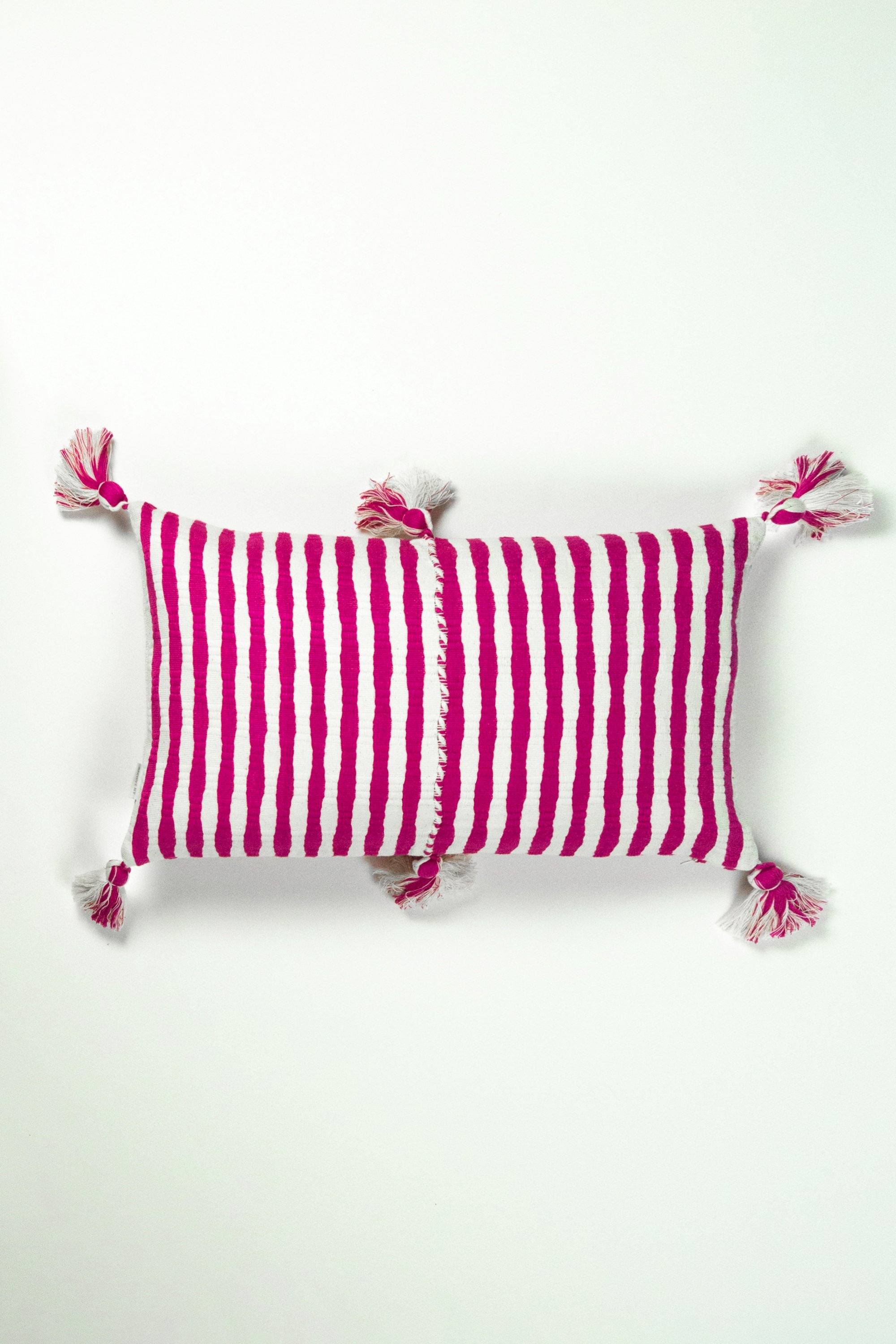 Antigua Lumbar Pillow - Fuchsia Pink Stripe