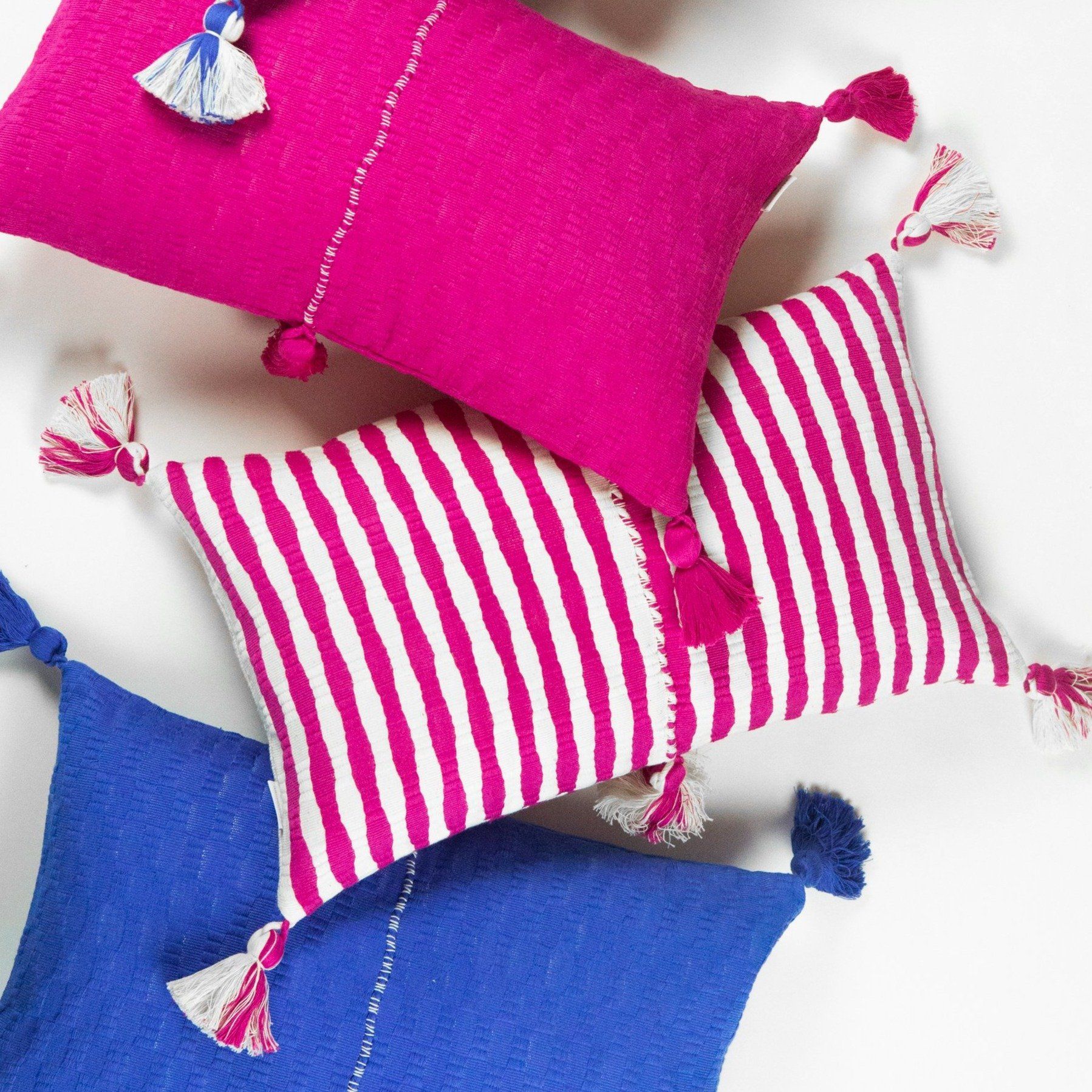 Antigua Lumbar Pillow - Fuchsia Pink Stripe