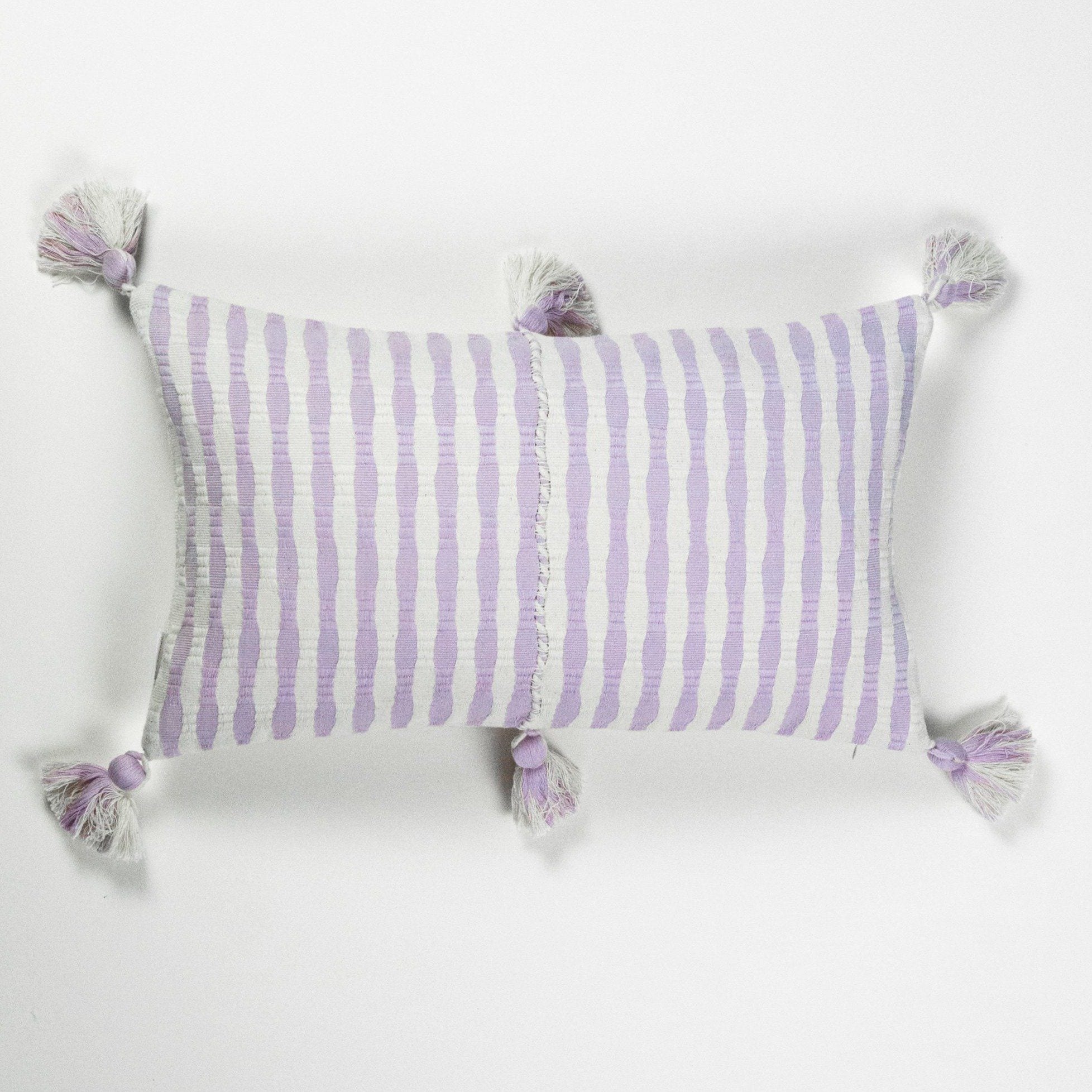 Antigua Lumbar Pillow - Light Lavender Stripe