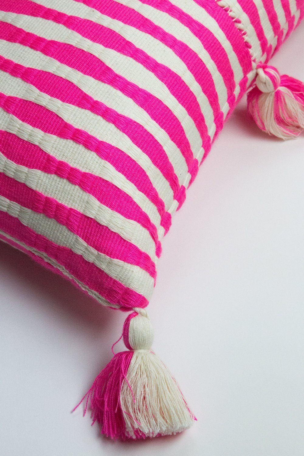 Antigua Lumbar Pillow - Neon Pink Striped