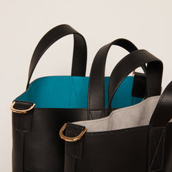 Black Gala Apple Leather Tote II Tote Bags Allégorie Teal 