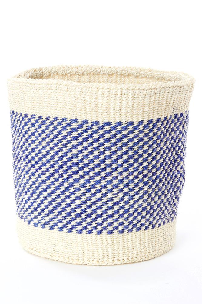 Blue and Cream Twill Sisal Nesting Basket Set