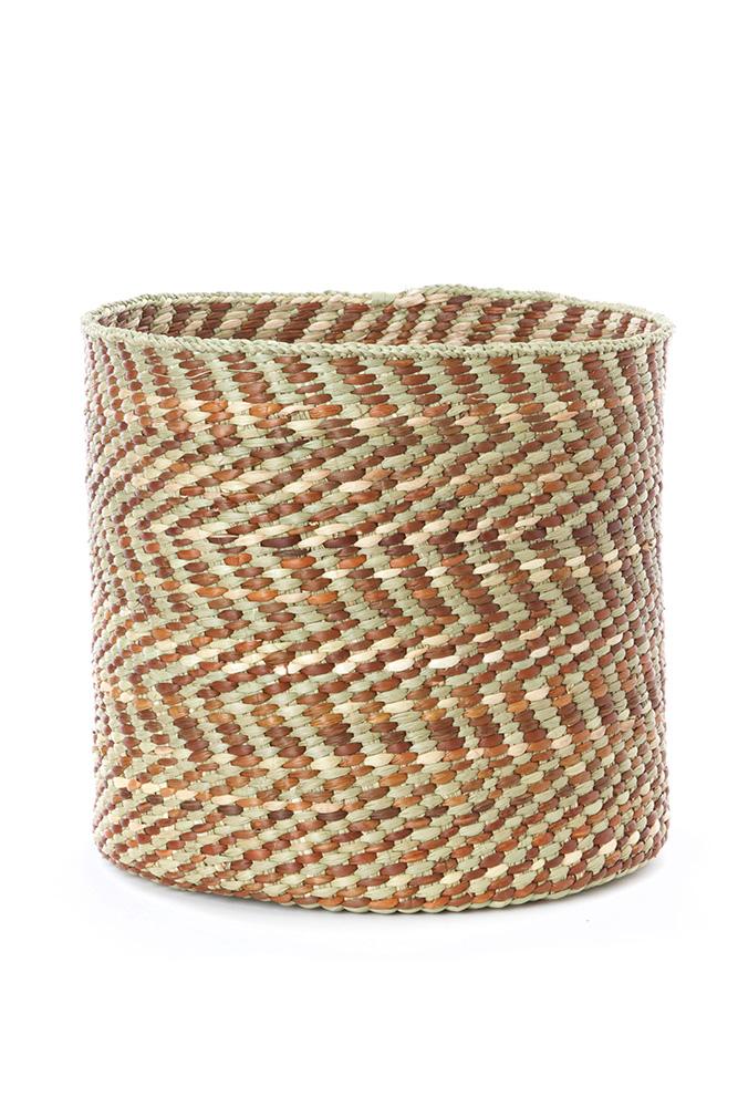 Brown and Natural Maila Milulu Reed Baskets