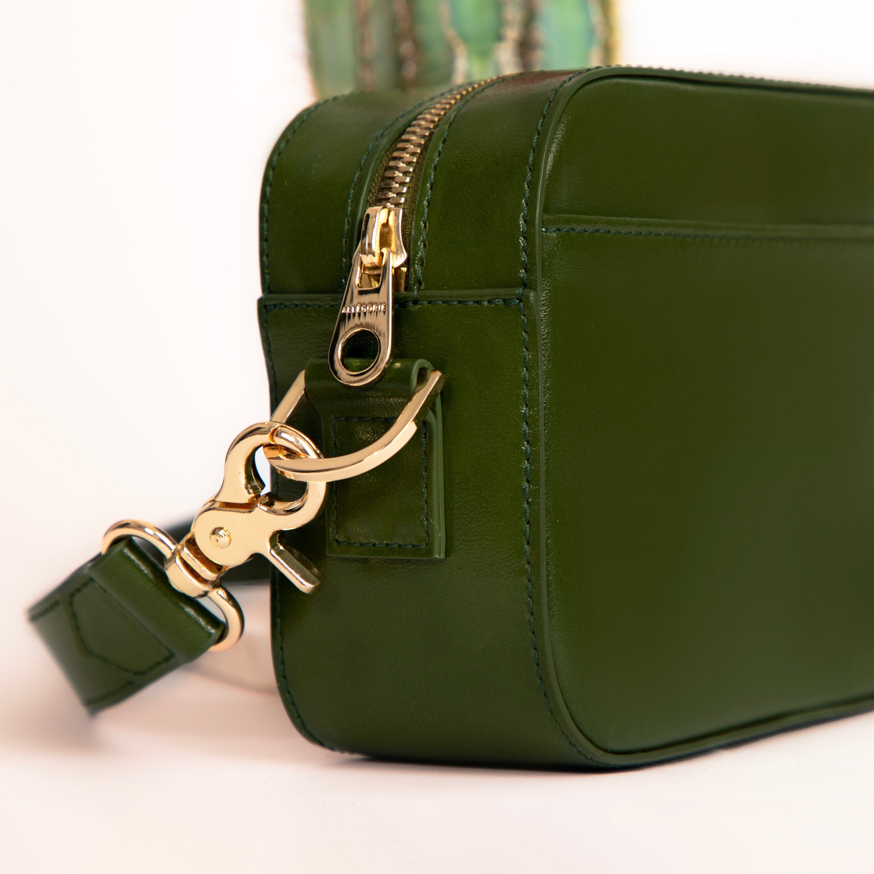 Cactus Leather Crossbody Camera Bag