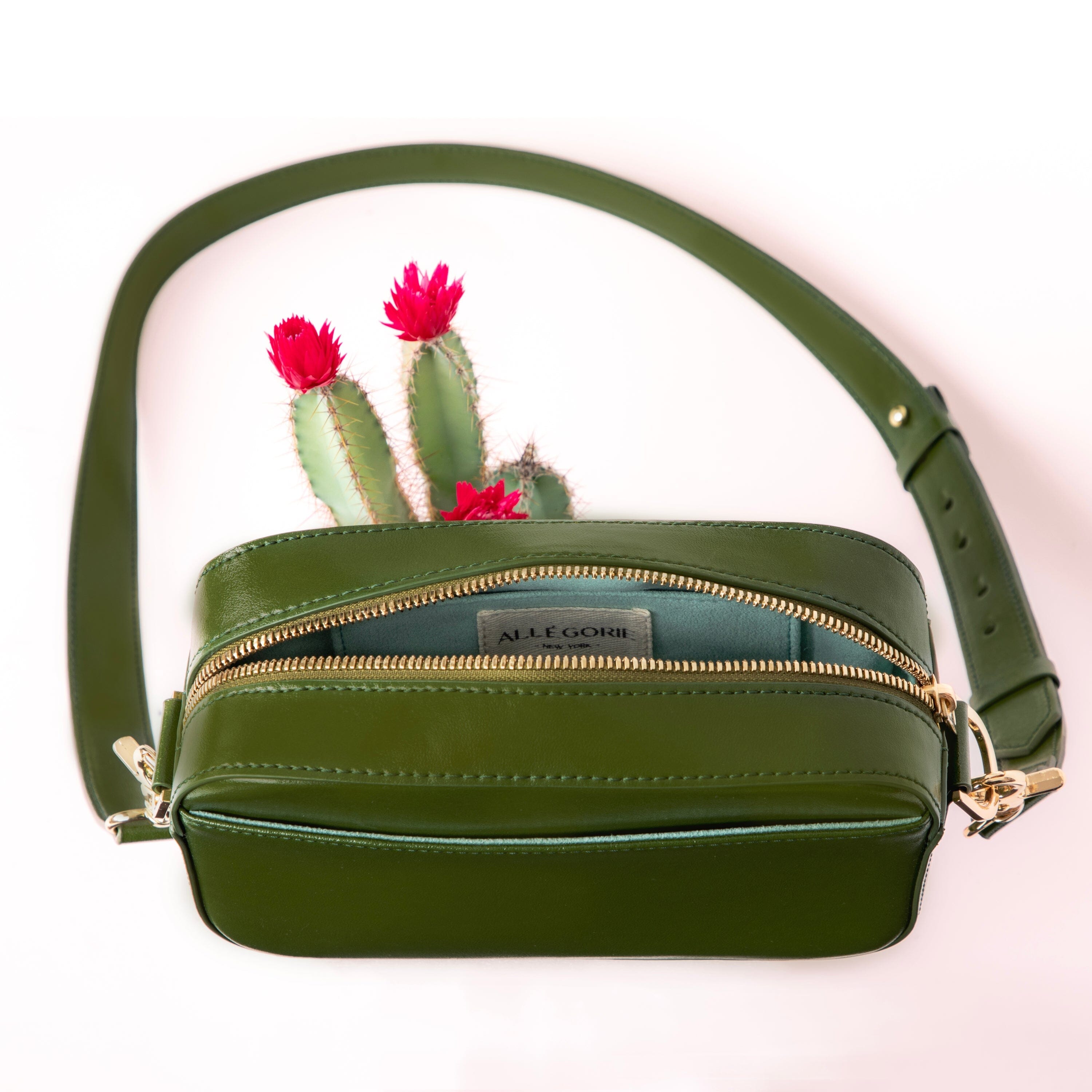 Cactus Leather Crossbody Camera Bag