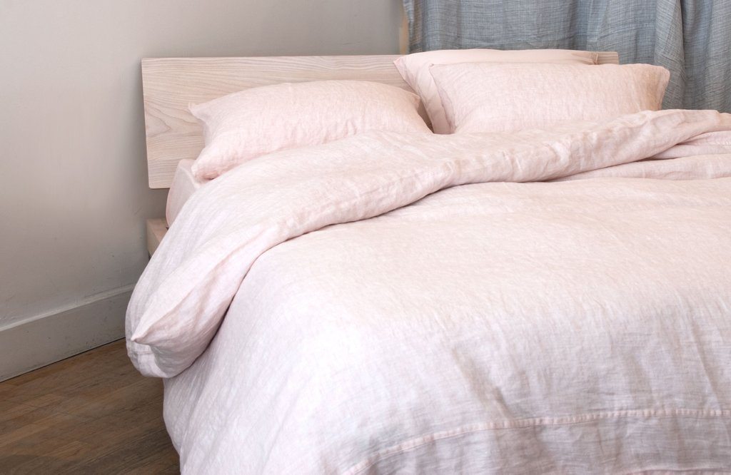 Camille Linen Duvet Cover - Pink