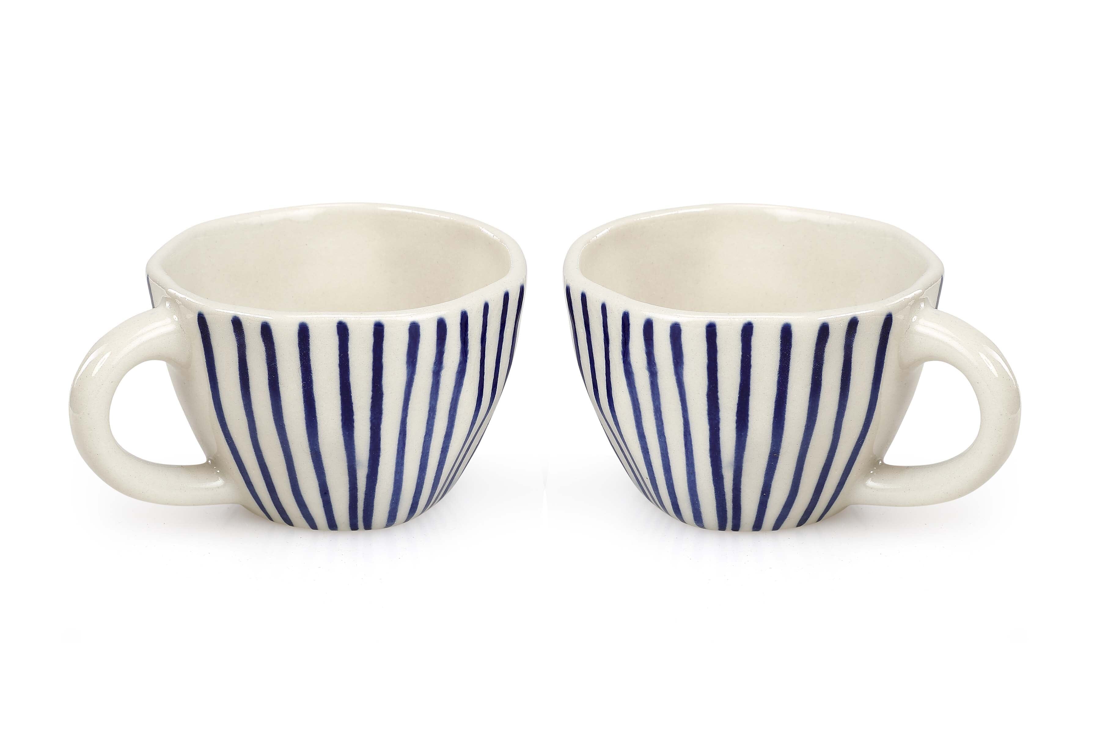 Ceramic Vertical Striped Mugs Set