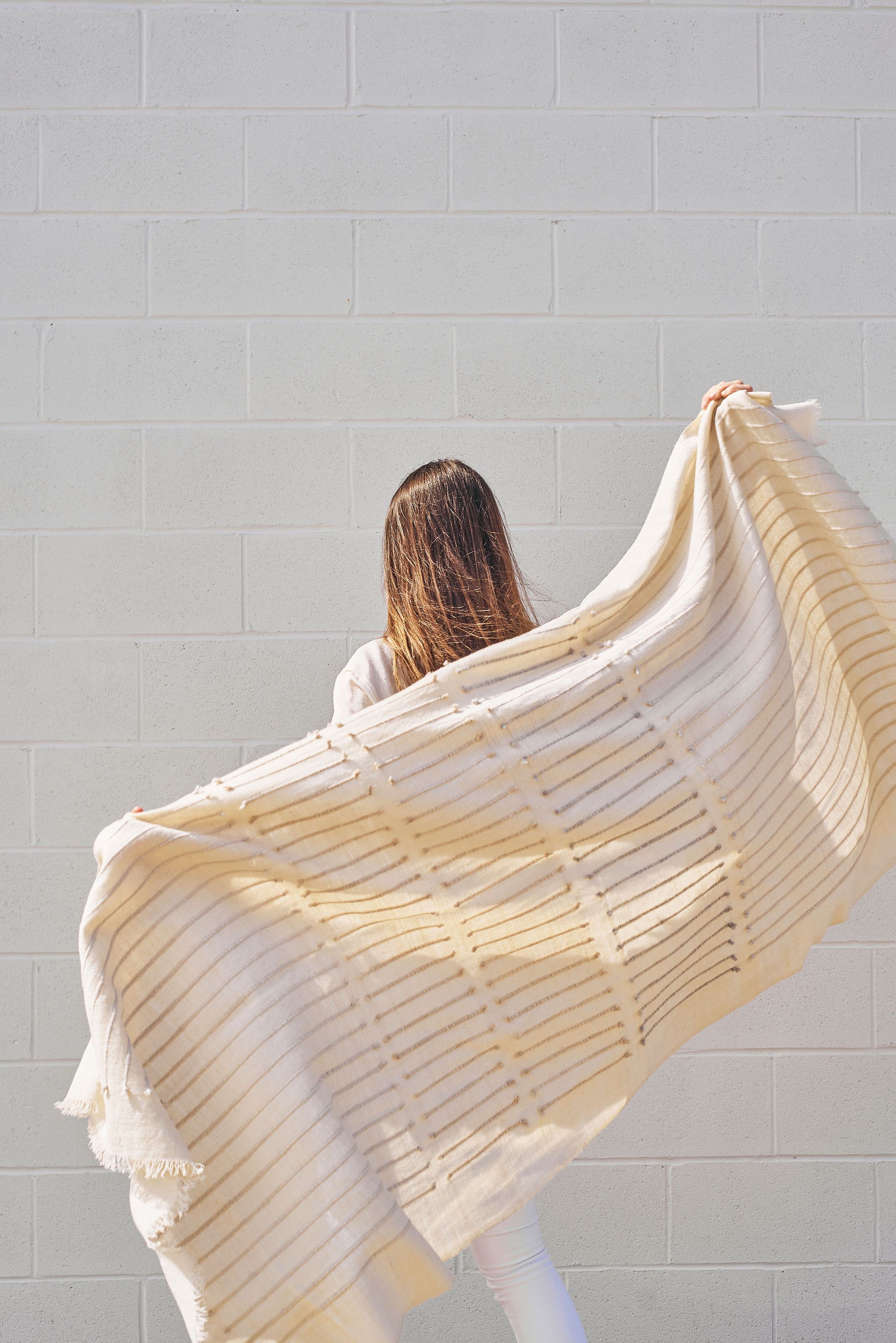 Chalk Merino Throw Blanket