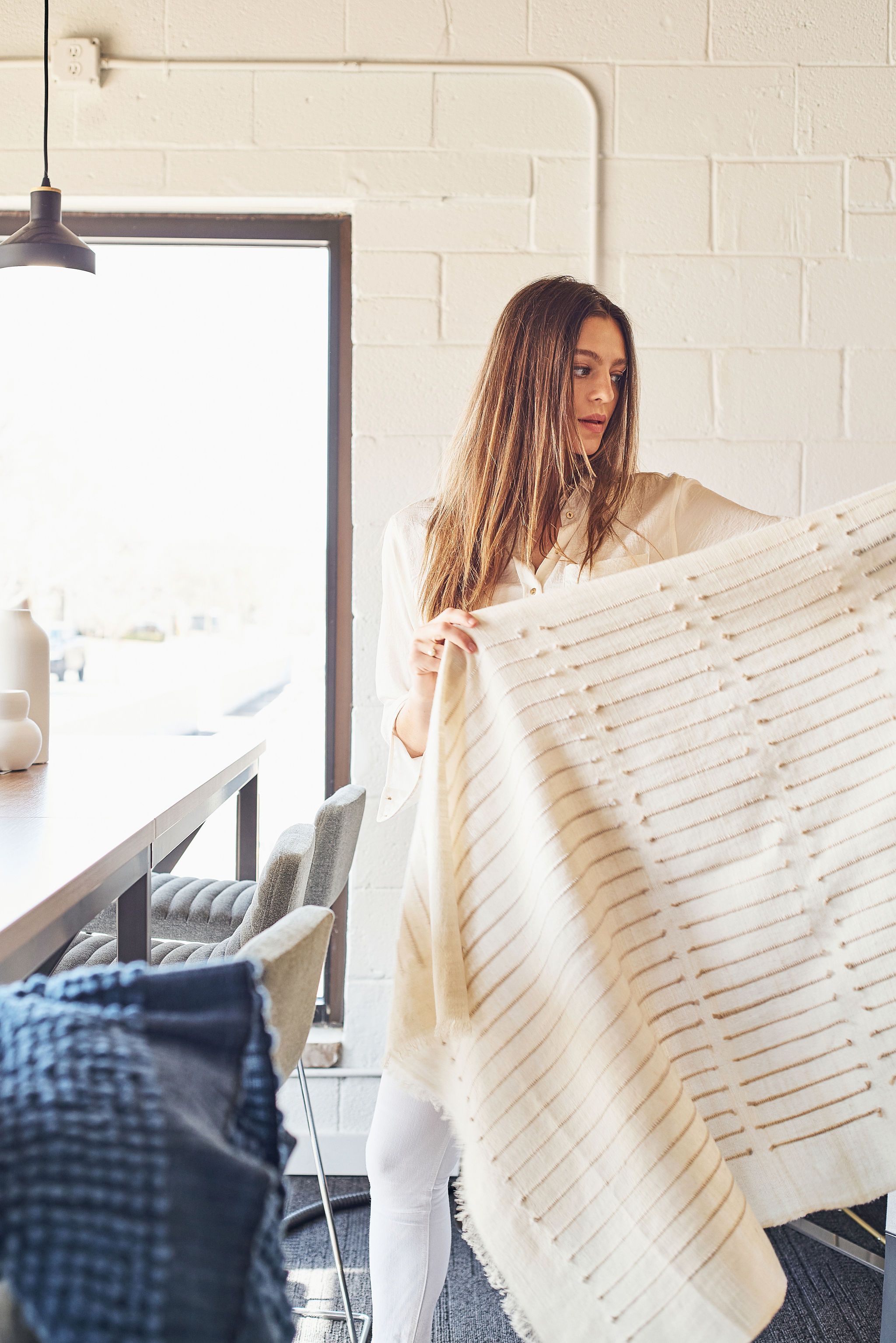 Chalk Merino Throw Blanket